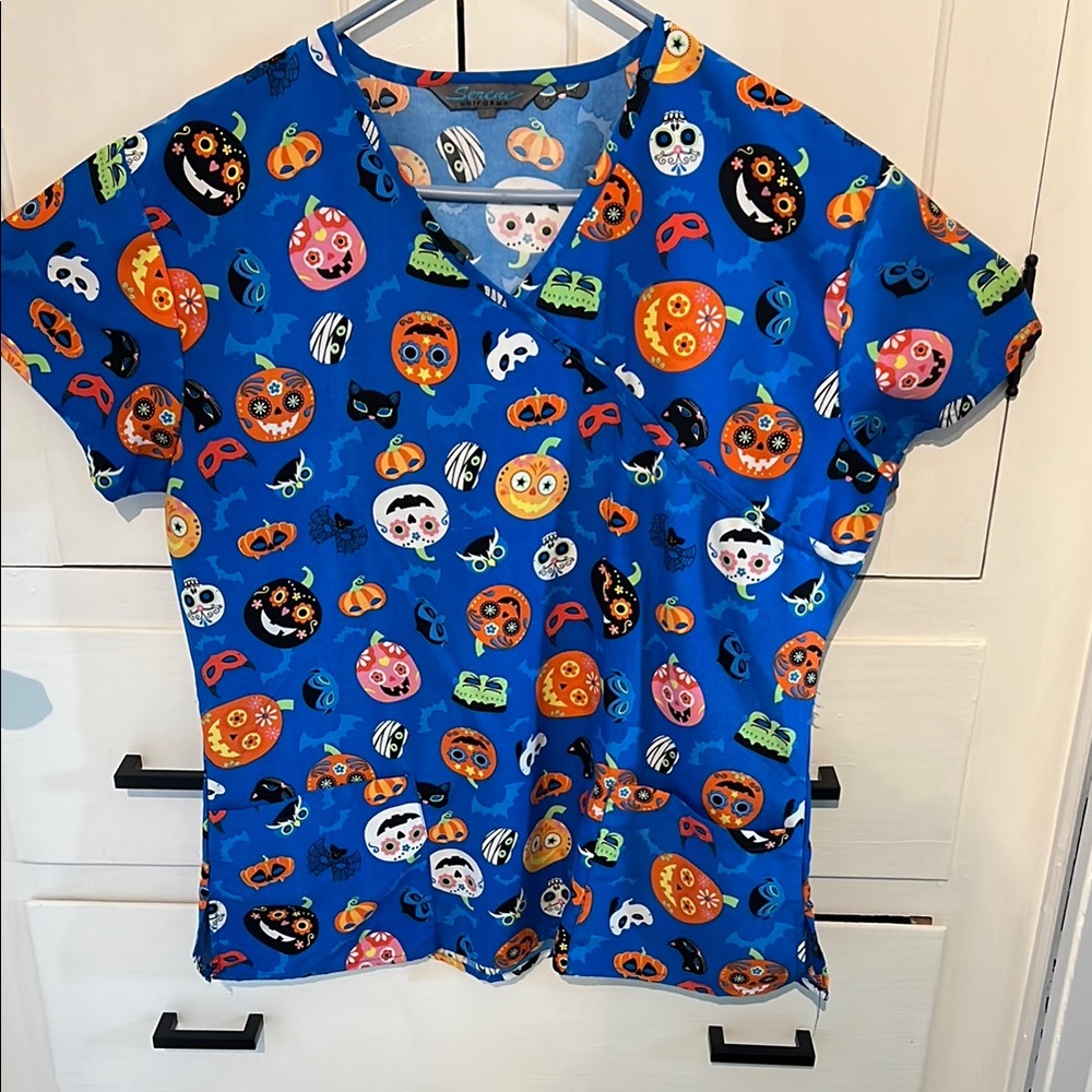 Halloween scrub top